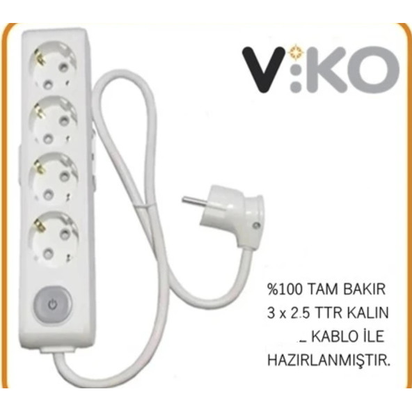 VİKO 4 LÜ 3X3.5 UZATMA SEYYAR KABLO 6 METRE ürün görseli 1