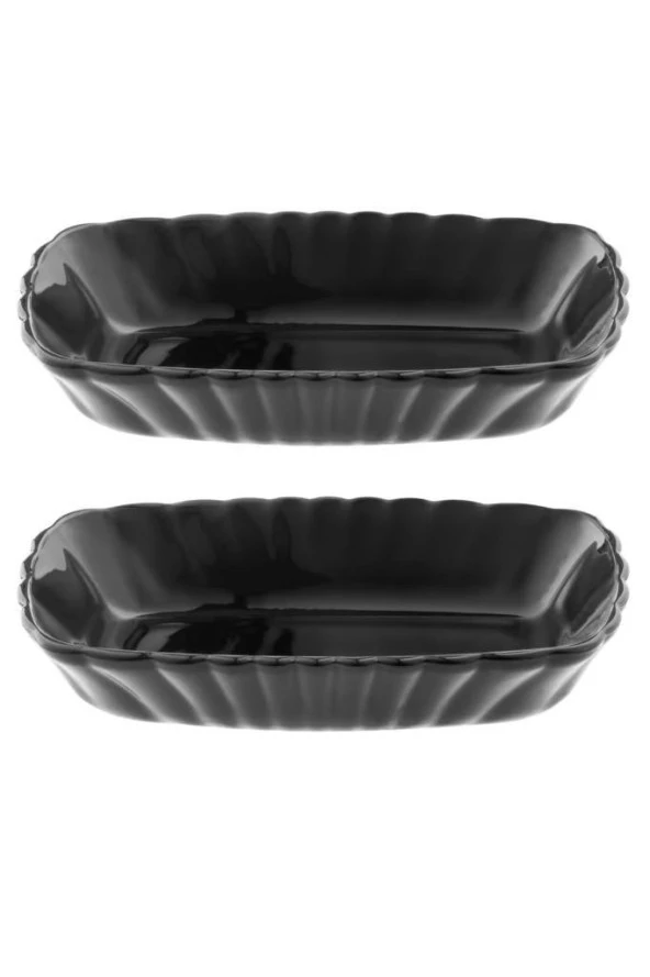 53392 Mezze Cam 2li Çerezlik Meze Tabağı Kahvaltılık Siyah 18cm ürün görseli 1