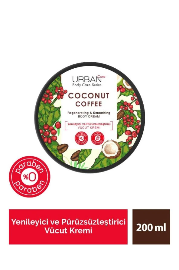 Urban Care Coconut Coffee Yenileyici ve Pürüzsüzleştirici Vücut Kremi 200 ml-Vegan ürün görseli 1