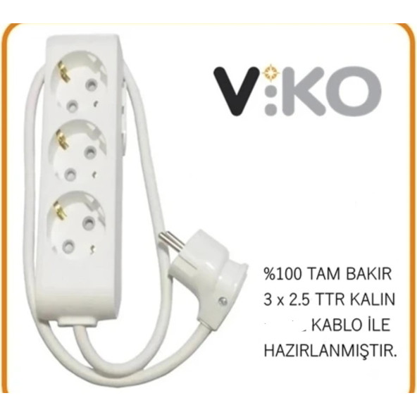 VİKO 3 LÜ 3X2.5 UZATMA SEYYAR KABLO 5 METRE ürün görseli 1