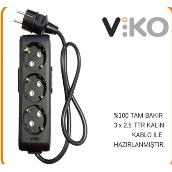 VİKO 3 LÜ 3X2.5 UZATMA SEYYAR KABLO 10 METRE ürün görseli 1