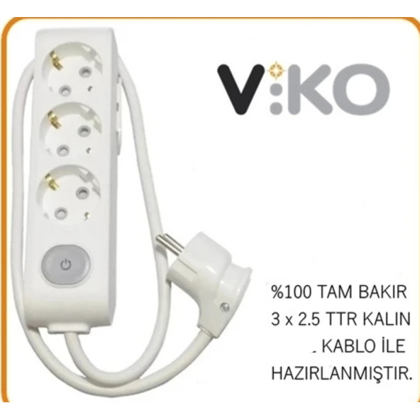 VİKO 3 LÜ 3X2.5 UZATMA SEYYAR KABLO 5 METRE ürün görseli 1