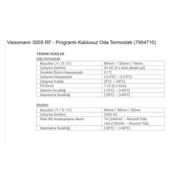 Viessmann 300s Rf Kablosuz Programlı Tpı Oda Termostatı - Resim 2