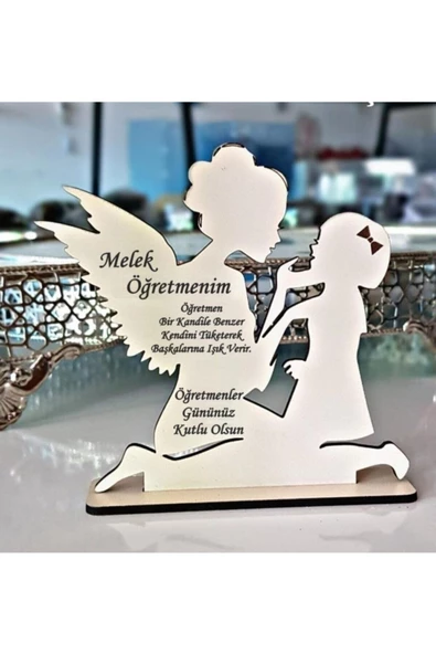 Melek Öğretmenim Hediye Plaket Melek Anne Çocuk Şeklinde Öğretmenler Günü Hediyesi ürün görseli 1