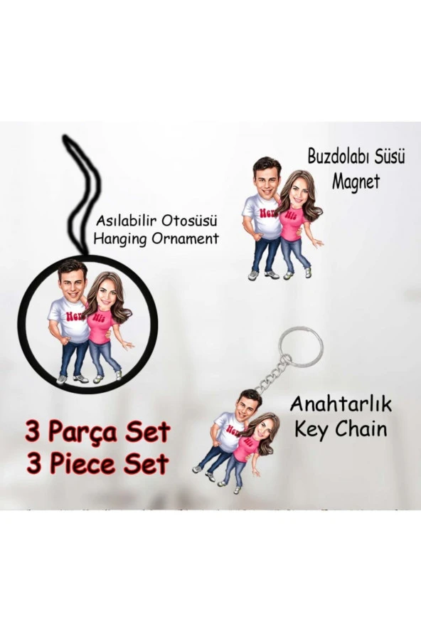 Özcan Tasarım Kişiye Özel 3 Parça Aksesuar Set - Karikatür Set ürün görseli 1
