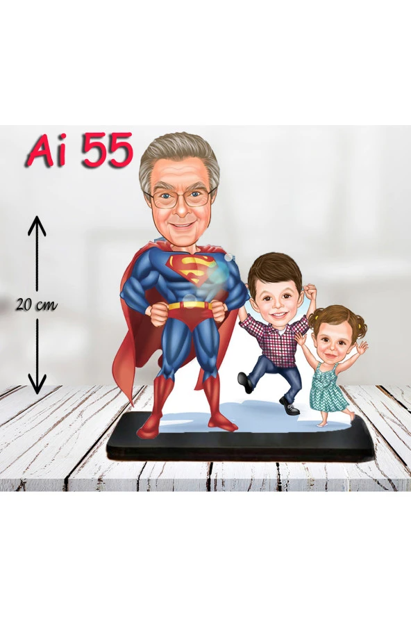 Özcan Tasarım Kişiye Özel Ahşap Biblo - Aile Karikatür Biblo - 3 Kişilik Aile Biblo 15 ürün görseli 1