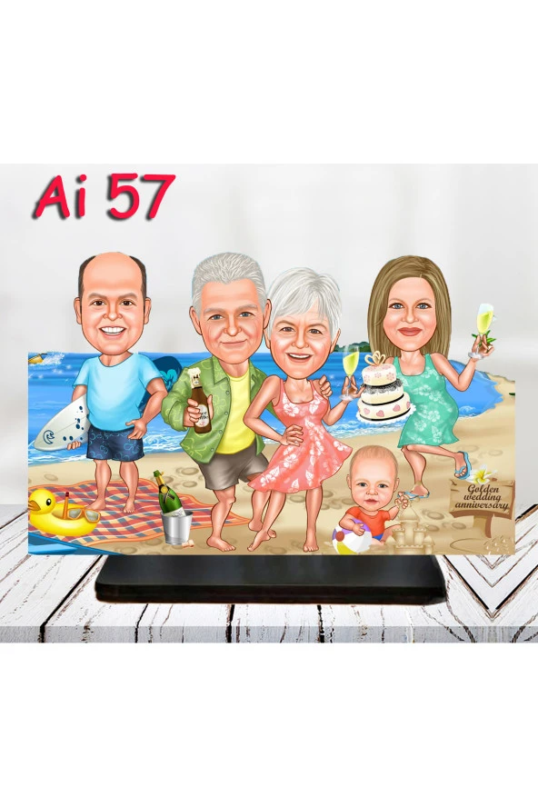 Özcan Tasarım Kişiye Özel Ahşap Biblo - Aile Karikatür Biblo - 4 Kişilik Aile Biblo 24 ürün görseli 1