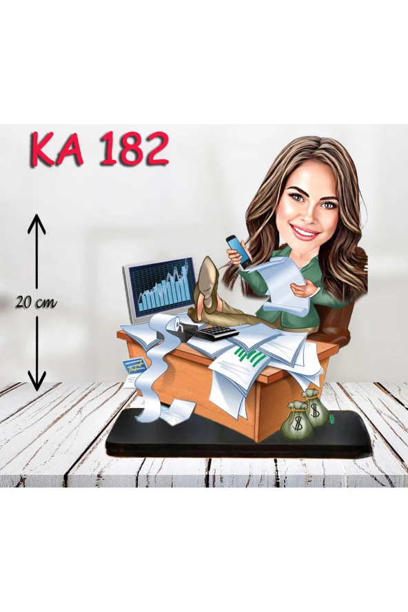 Özcan Tasarım Kişiye Özel Ahşap Biblo - Masa Başı Karikatür Biblo - Kadın Biblo 9 ürün görseli 1