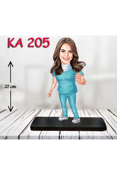 Özcan Tasarım Kişiye Özel Ahşap Biblo - Sağlıkçı Kadın Karikatür Biblo - Doktor Biblo 15 ürün görseli 1