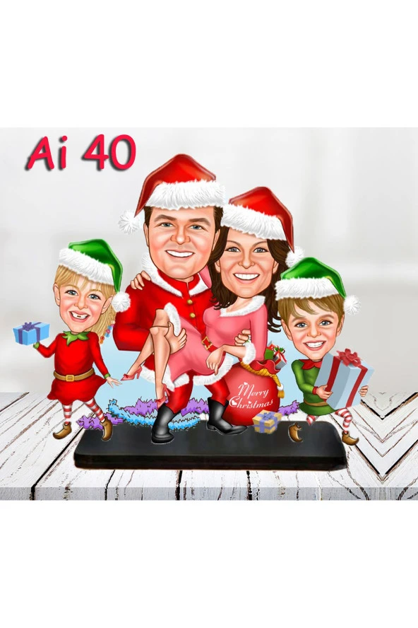 Özcan Tasarım Kişiye Özel Ahşap Biblo - Aile Karikatür Biblo - 4 Kişilik Aile Biblo 13 ürün görseli 1