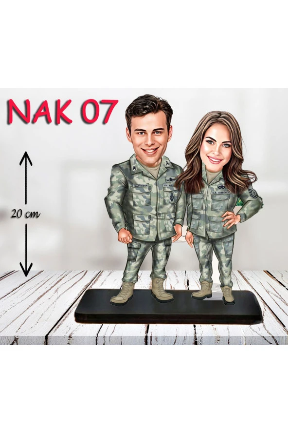 Özcan Tasarım Kişiye Özel Ahşap Biblo - Kadın Asker Karikatür Biblo 7 ürün görseli 1