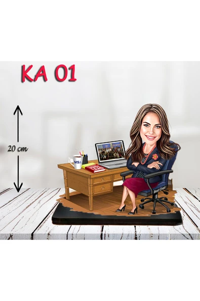 Özcan Tasarım Kişiye Özel Ahşap Biblo - Masa Başı Karikatür Biblo - Kadın Biblo ürün görseli 1