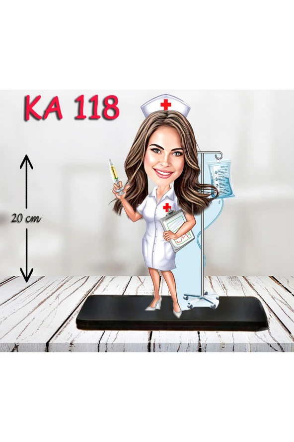 Özcan Tasarım Kişiye Özel Ahşap Biblo - Sağlıkçı Kadın Karikatür Biblo - Doktor Biblo 10 ürün görseli 1