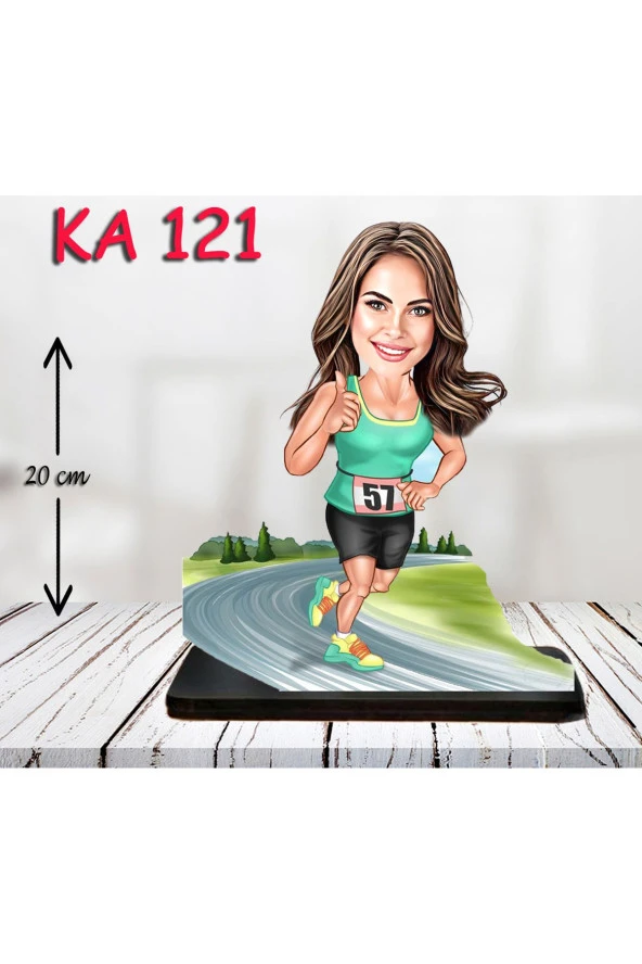 Özcan Tasarım Kişiye Özel Ahşap Biblo - Sporcu Kadın Karikatür Biblo - Sporcu Biblo 2 ürün görseli 1