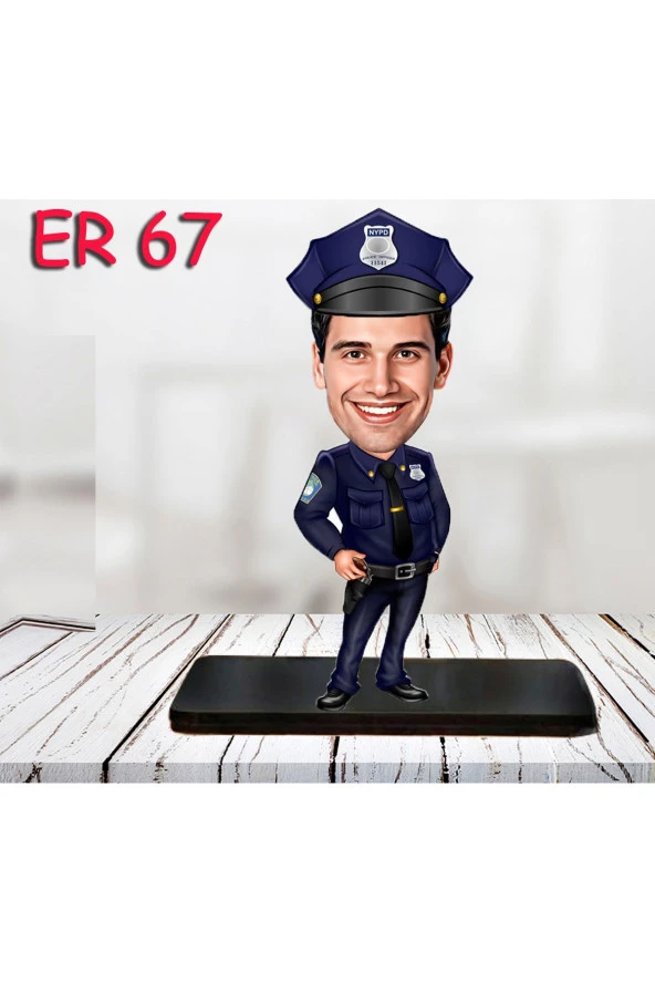 Özcan Tasarım Kişiye Özel Ahşap Biblo - Erkek Polis Karikatür Biblo 5 ürün görseli 1