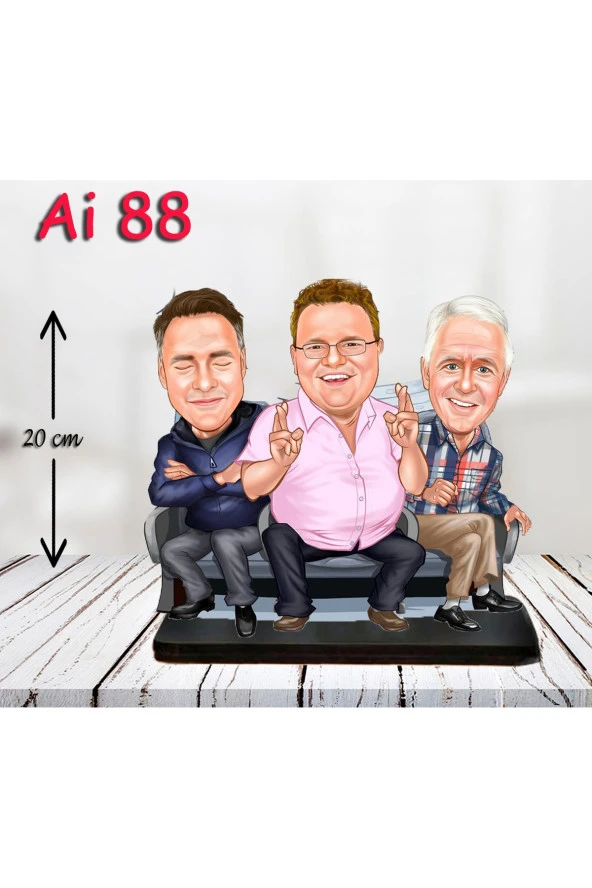 Özcan Tasarım Kişiye Özel Ahşap Biblo - Aile Karikatür Biblo - 3 Kişilik Aile Biblo 25 ürün görseli 1
