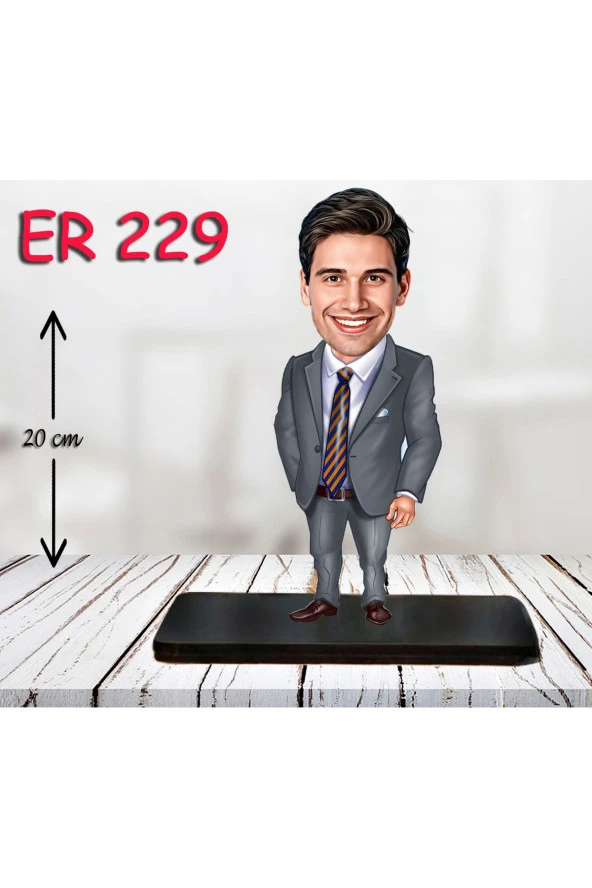 Özcan Tasarım Kişiye Özel Ahşap Biblo - Takım Elbiseli Erkek Karikatür Biblo 19 ürün görseli 1