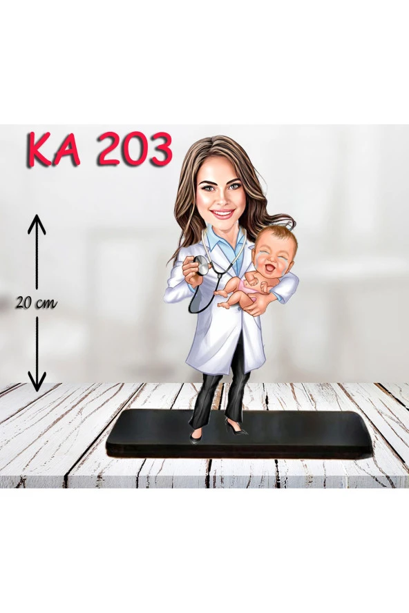 Özcan Tasarım Kişiye Özel Ahşap Biblo - Sağlıkçı Kadın Karikatür Biblo - Doktor Biblo 14 ürün görseli 1