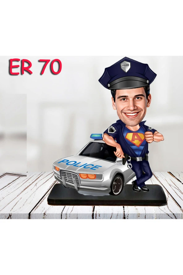 Özcan Tasarım Kişiye Özel Ahşap Biblo - Erkek Polis Karikatür Biblo 8 ürün görseli 1