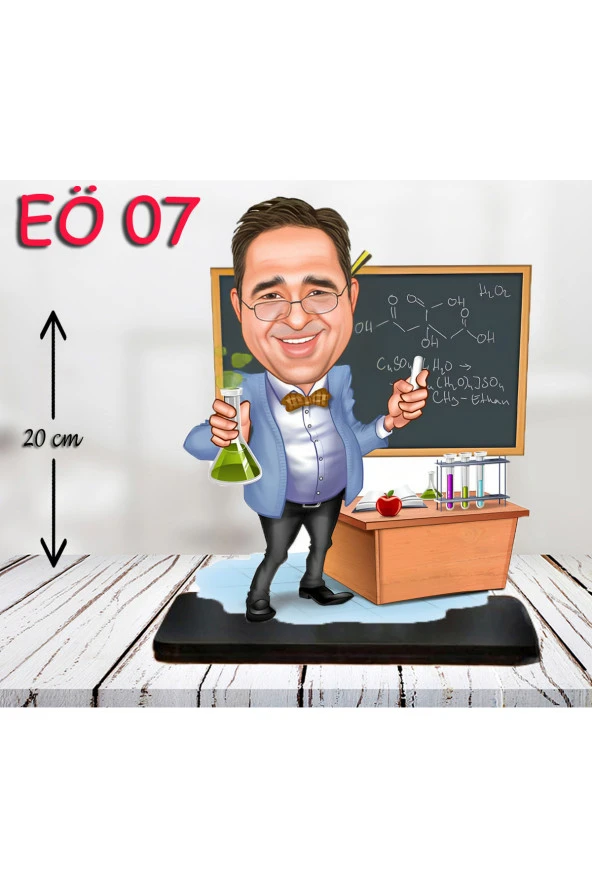 Özcan Tasarım Kişiye Özel Ahşap Biblo - Erkek Öğretmen Karikatür Biblo - Öğretmen Biblo 7 ürün görseli 1