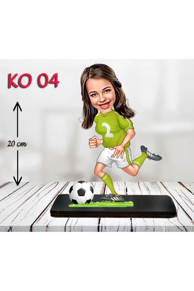 Özcan Tasarım Kişiye Özel Ahşap Biblo - Kız Çocuk Karikatür Biblo - Futbolcu Biblo ürün görseli 1
