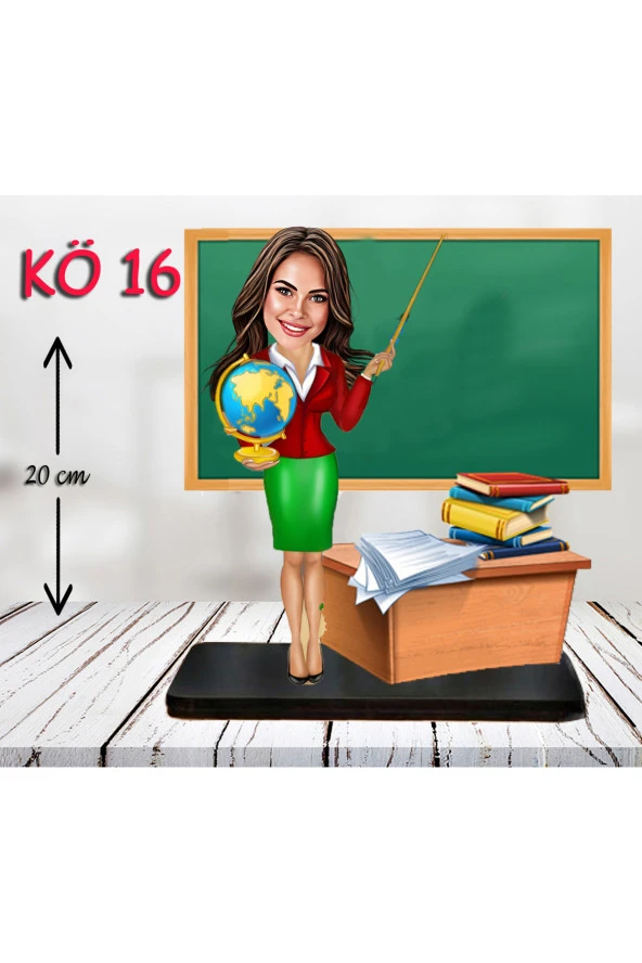 Özcan Tasarım Kişiye Özel Ahşap Biblo - Kadın Öğretmen Karikatür Biblo - Öğretmen Biblo 16 ürün görseli 1