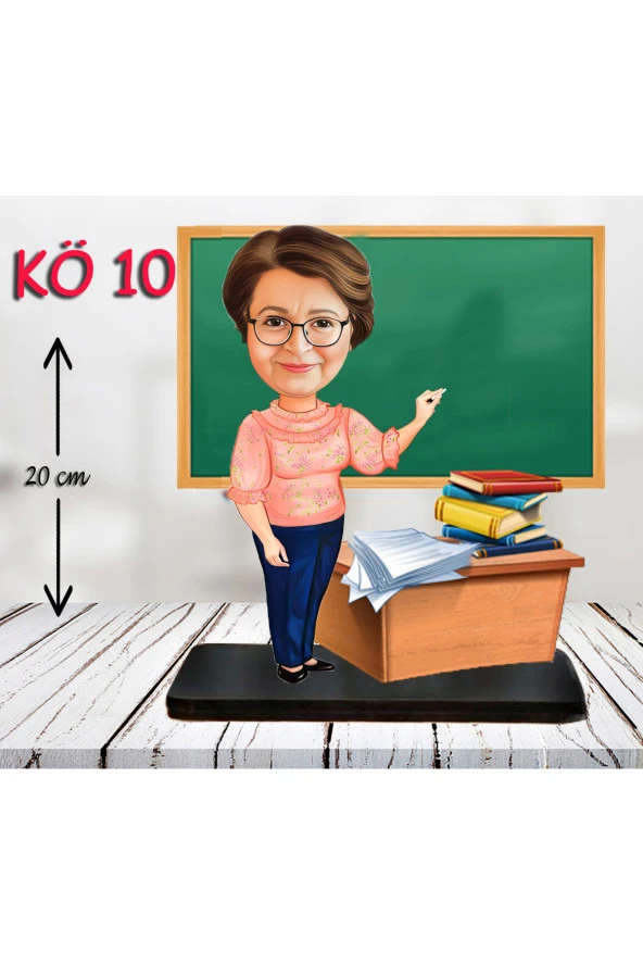 Özcan Tasarım Kişiye Özel Ahşap Biblo - Kadın Öğretmen Karikatür Biblo - Öğretmen Biblo 10 ürün görseli 1