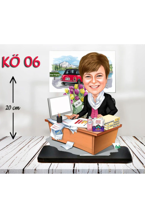 Özcan Tasarım Kişiye Özel Ahşap Biblo - Kadın Öğretmen Karikatür Biblo - Öğretmen Biblo 6 ürün görseli 1