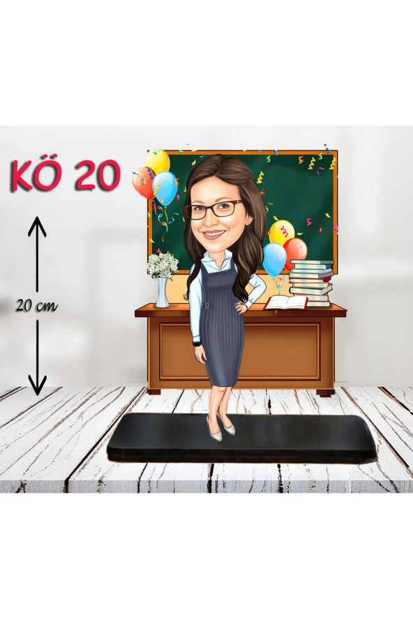 Özcan Tasarım Kişiye Özel Ahşap Biblo - Kadın Öğretmen Karikatür Biblo - Öğretmen Biblo 20 ürün görseli 1