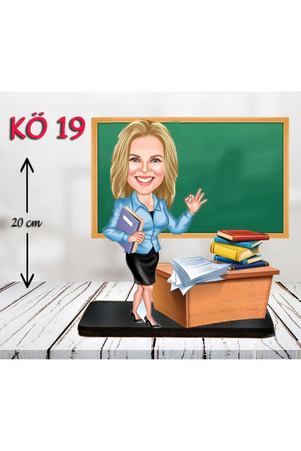 Özcan Tasarım Kişiye Özel Ahşap Biblo - Kadın Öğretmen Karikatür Biblo - Öğretmen Biblo 18 ürün görseli 1