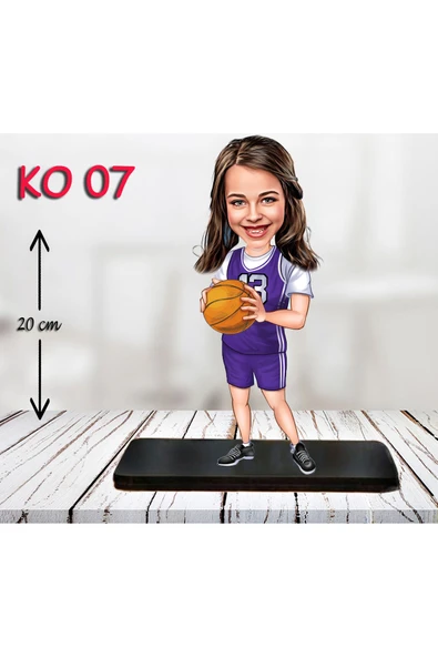 Özcan Tasarım Kişiye Özel Ahşap Biblo - Kız Çocuk Karikatür Biblo - Basketbolcu Biblo ürün görseli 1