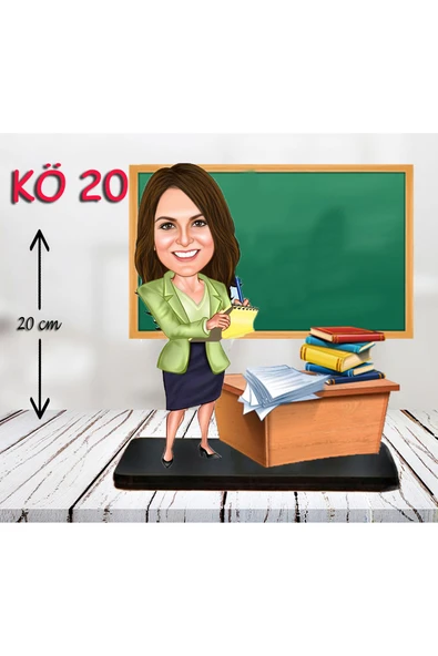 Özcan Tasarım Kişiye Özel Ahşap Biblo - Kadın Öğretmen Karikatür Biblo - Öğretmen Biblo 19 ürün görseli 1