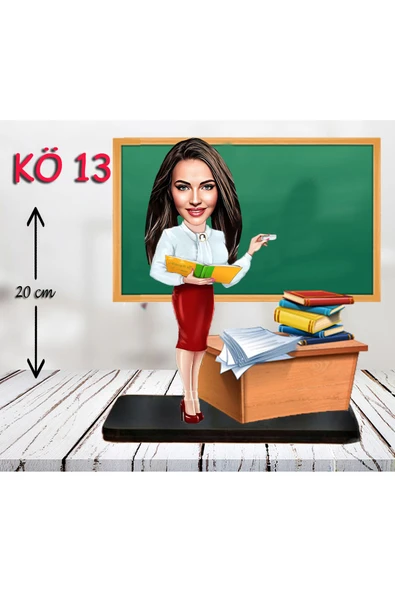Özcan Tasarım Kişiye Özel Ahşap Biblo - Kadın Öğretmen Karikatür Biblo - Öğretmen Biblo 13 ürün görseli 1