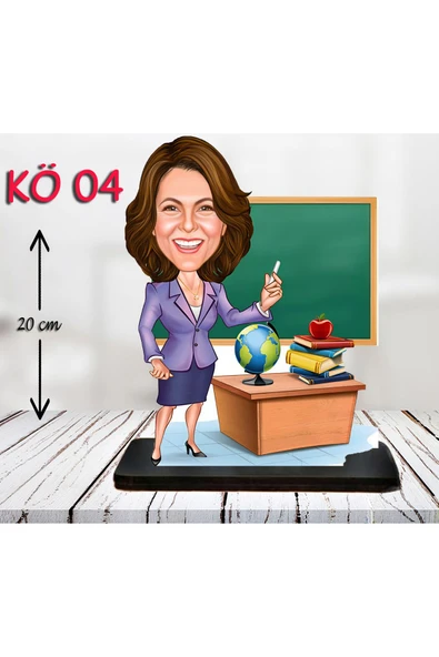 Özcan Tasarım Kişiye Özel Ahşap Biblo - Kadın Öğretmen Karikatür Biblo - Öğretmen Biblo 4 ürün görseli 1