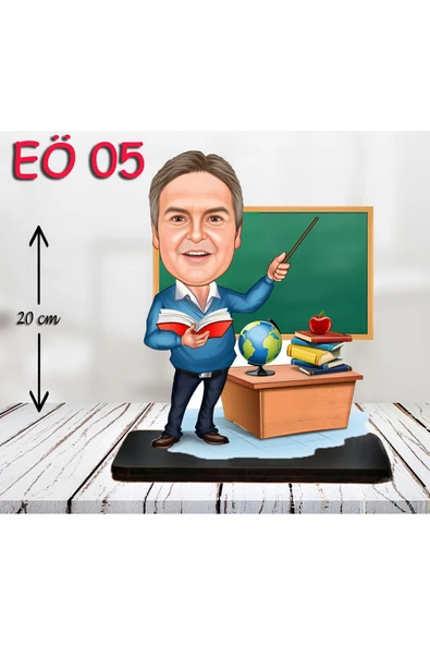Özcan Tasarım Kişiye Özel Ahşap Biblo - Erkek Öğretmen Karikatür Biblo - Öğretmen Biblo 5 ürün görseli 1