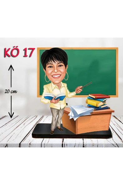 Özcan Tasarım Kişiye Özel Ahşap Biblo - Kadın Öğretmen Karikatür Biblo - Öğretmen Biblo 17 ürün görseli 1