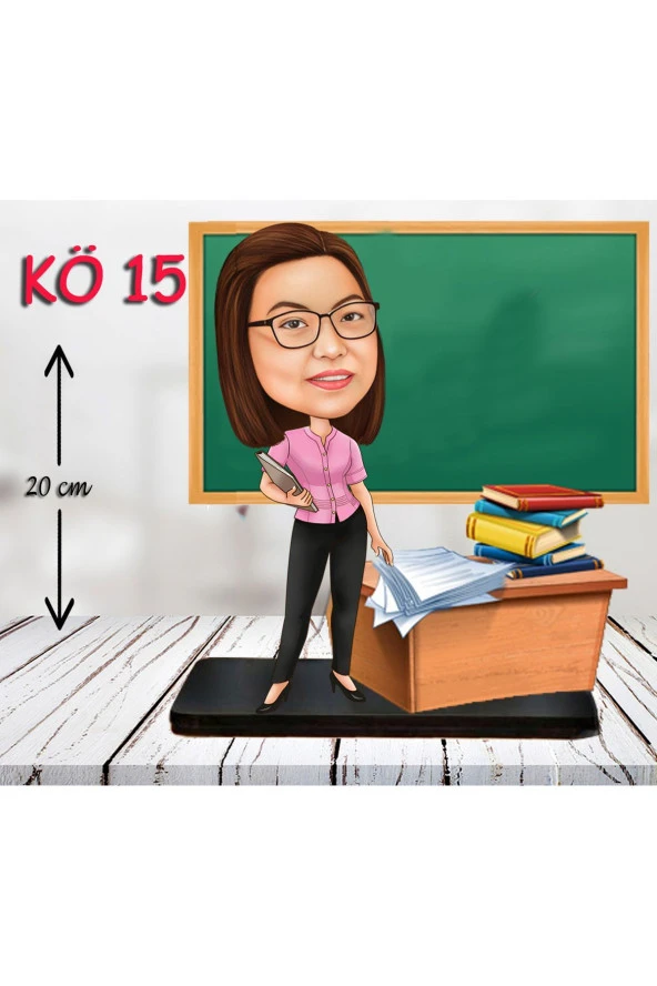 Özcan Tasarım Kişiye Özel Ahşap Biblo - Kadın Öğretmen Karikatür Biblo - Öğretmen Biblo 15 ürün görseli 1