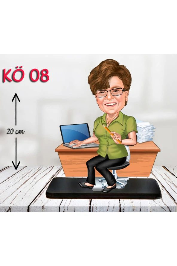 Özcan Tasarım Kişiye Özel Ahşap Biblo - Kadın Öğretmen Karikatür Biblo - Öğretmen Biblo 8 ürün görseli 1