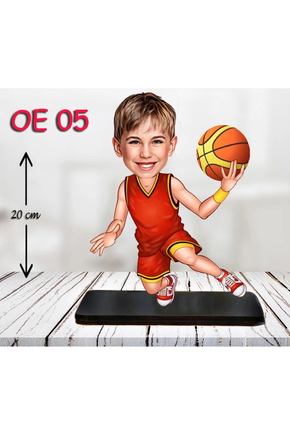 Özcan Tasarım Kişiye Özel Ahşap Biblo - Erkek Çocuk Karikatür Biblo - Basketbolcu Biblo ürün görseli 1