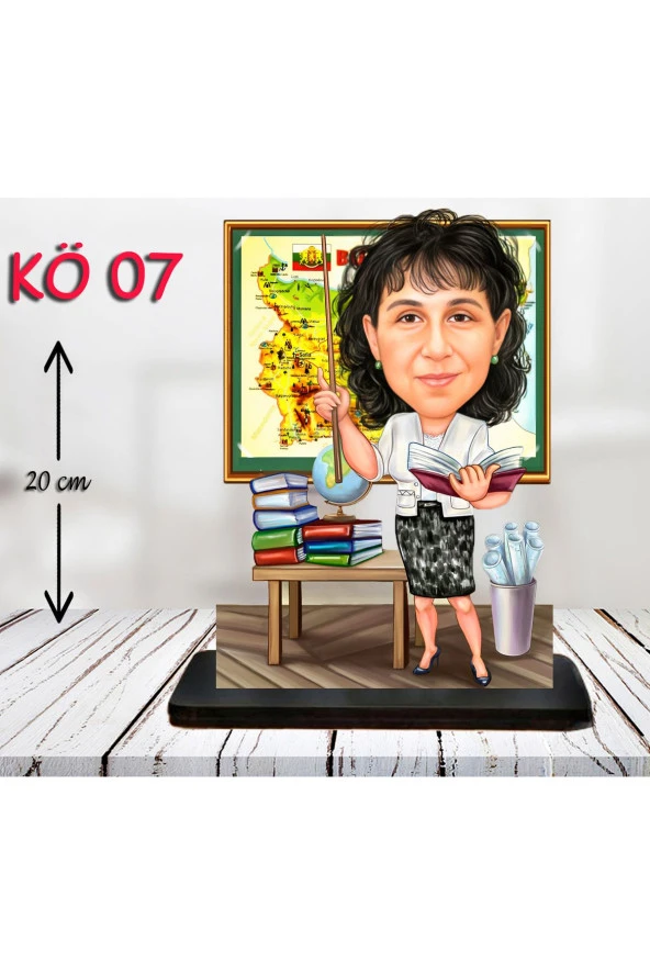 Özcan Tasarım Kişiye Özel Ahşap Biblo - Kadın Öğretmen Karikatür Biblo - Öğretmen Biblo 7 ürün görseli 1