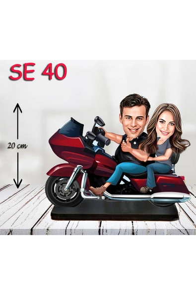 Özcan Tasarım Kişiye Özel Ahşap Biblo - Motor Kullanan Çift 3 ürün görseli 1