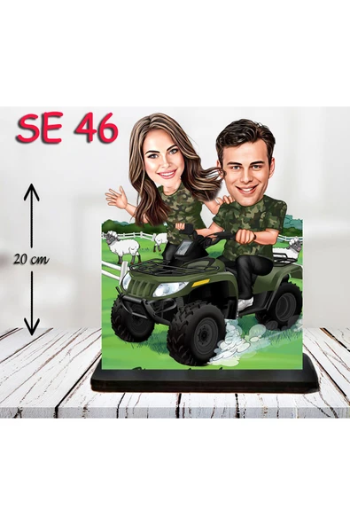 Özcan Tasarım Kişiye Özel Ahşap Biblo - ATV Kullanan Çift ürün görseli 1