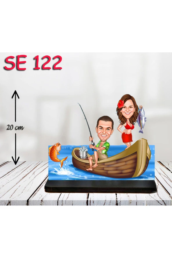 Özcan Tasarım Kişiye Özel Ahşap Biblo - Tekne Kullanan Çift 2 ürün görseli 1
