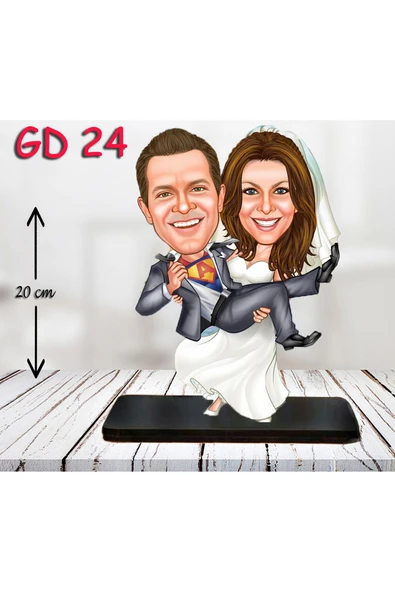 Özcan Tasarım Kişiye Özel Ahşap Biblo - Gelin Damat Biblo 5 ( 3D Biblo ) ürün görseli 1