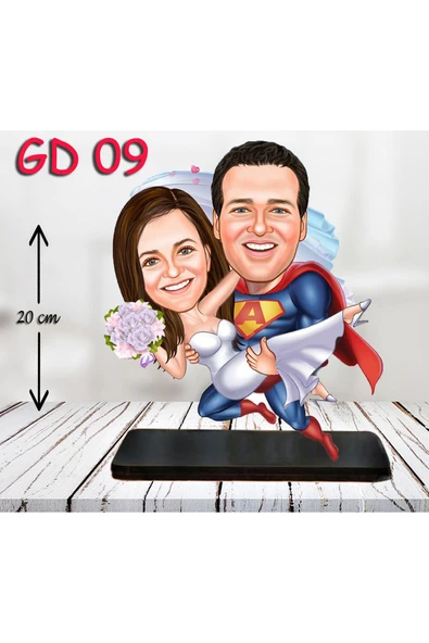 Özcan Tasarım Kişiye Özel Ahşap Biblo - Gelin ve Damat Biblo 9 ( 3D Biblo ) ürün görseli 1
