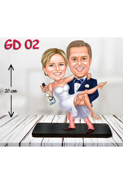 Özcan Tasarım Kişiye Özel Ahşap Biblo - Gelin ve Damat Biblo 2 ( 3D Biblo ) ürün görseli 1