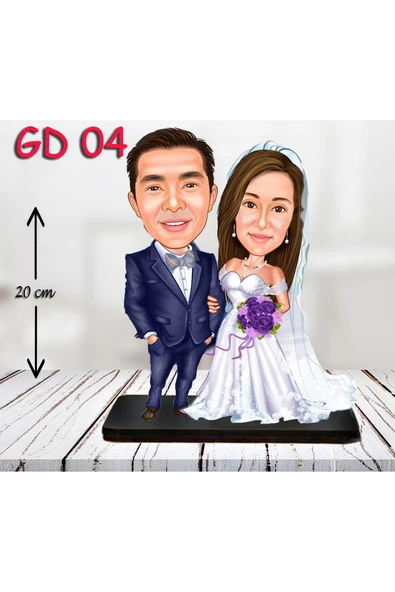 Özcan Tasarım Kişiye Özel Ahşap Biblo - Gelin ve Damat Biblo 4 ( 3D Biblo ) ürün görseli 1