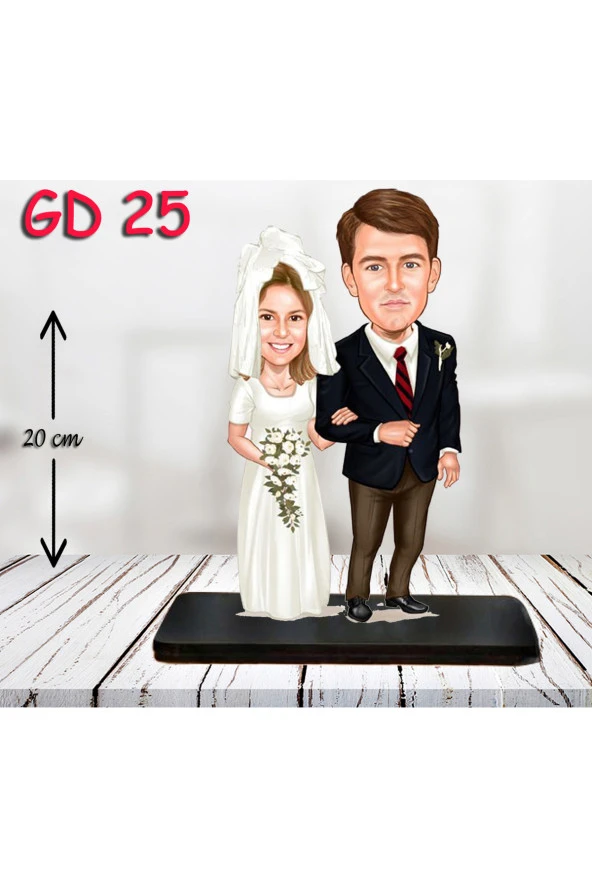 Özcan Tasarım Kişiye Özel Ahşap Biblo - Gelin Damat Biblo 6 ( 3D Biblo ) ürün görseli 1