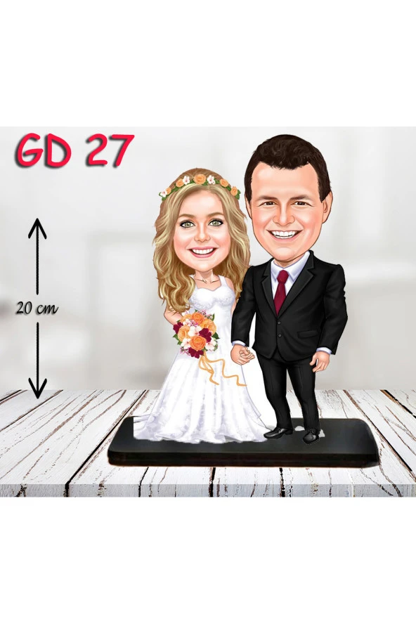 Özcan Tasarım Kişiye Özel Ahşap Biblo - Gelin Damat Biblo 8 ( 3D Biblo ) ürün görseli 1