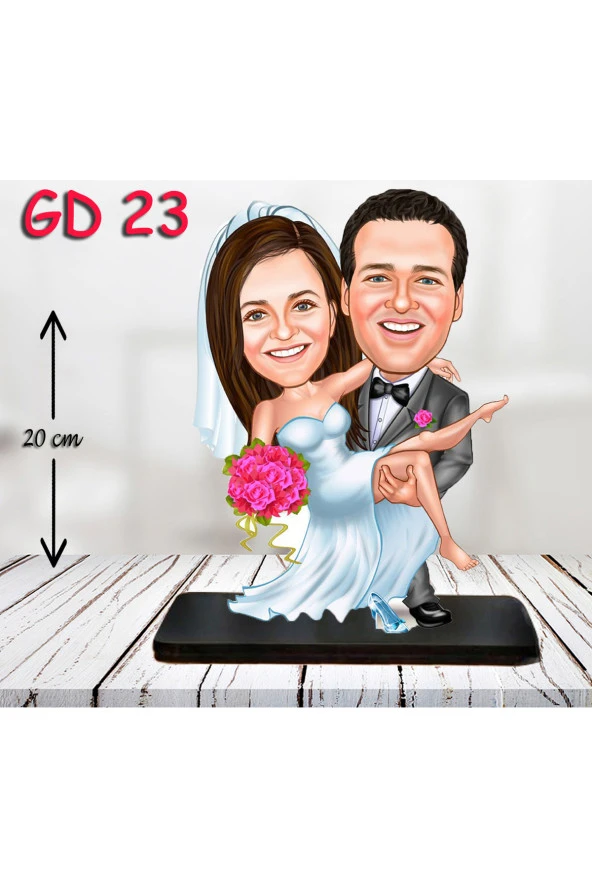 Özcan Tasarım Kişiye Özel Ahşap Biblo - Gelin Damat Biblo 4 ( 3D Biblo ) ürün görseli 1